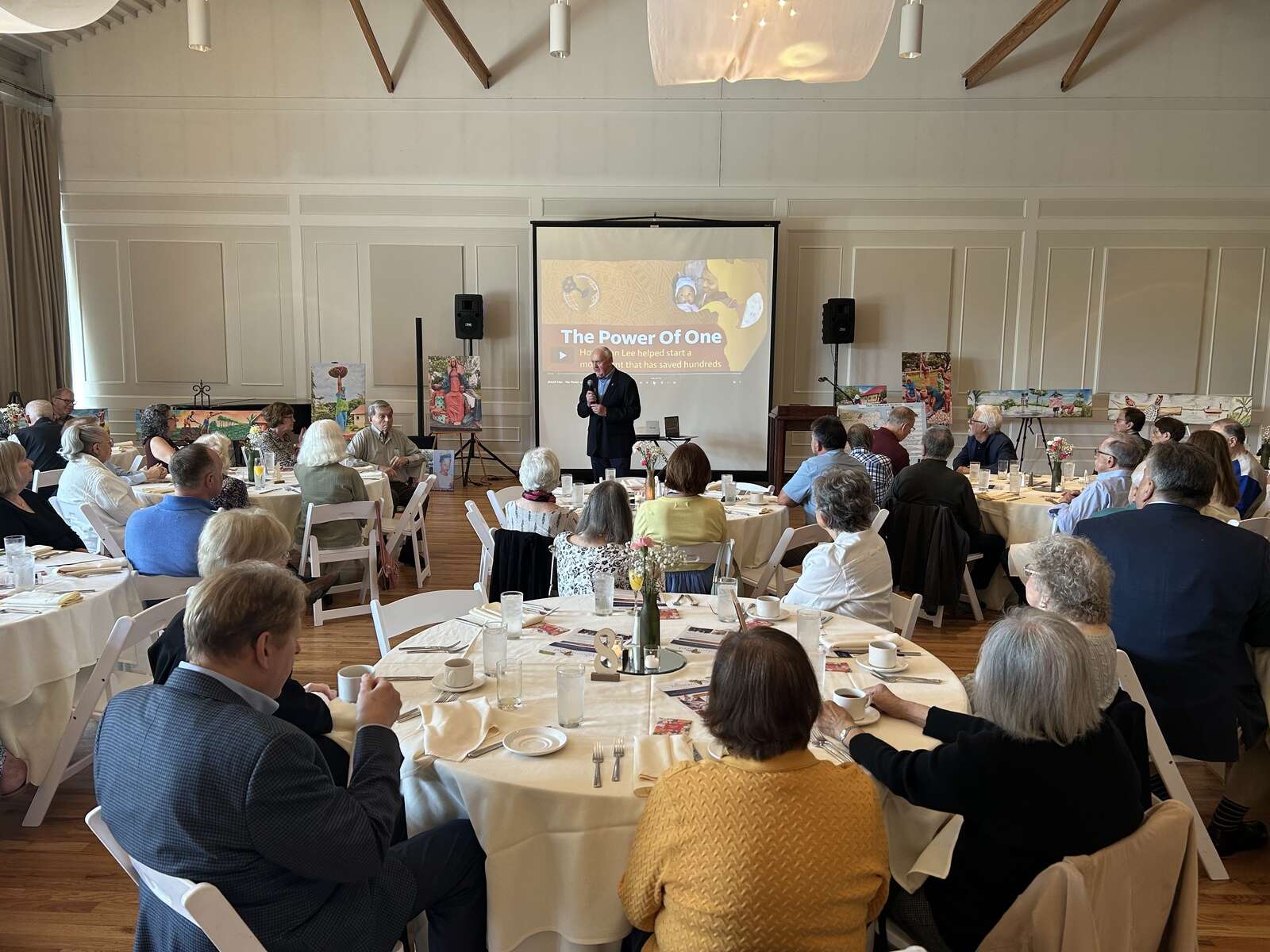 Don speaking to the guests at the Celebration brunch